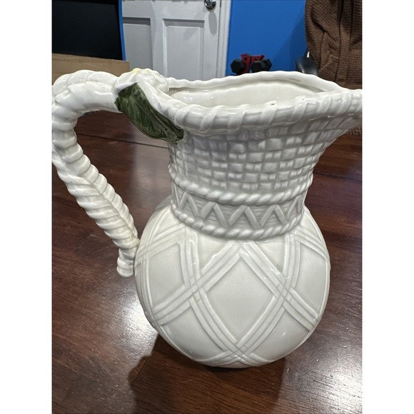 'Goebel' Basket Weave Pitcher decorated‎ with Flowers and Fruit #337 - Picture 2 of 4